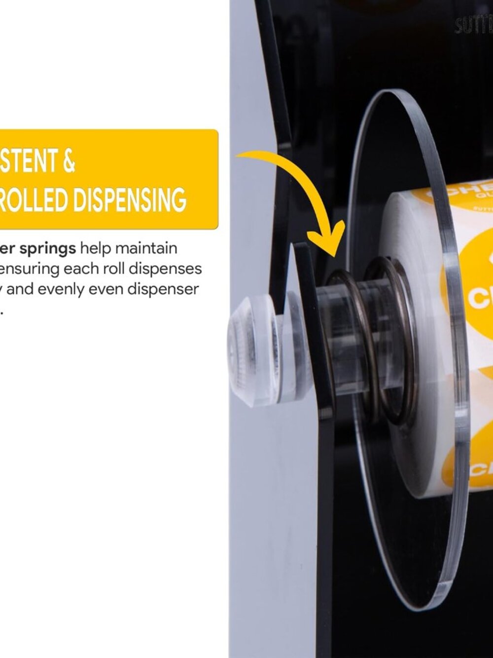 Roll Label Dispenser for Sticker Labels | Thick Durable Acrylic Sticker Roll Hol - Picture 3 of 6